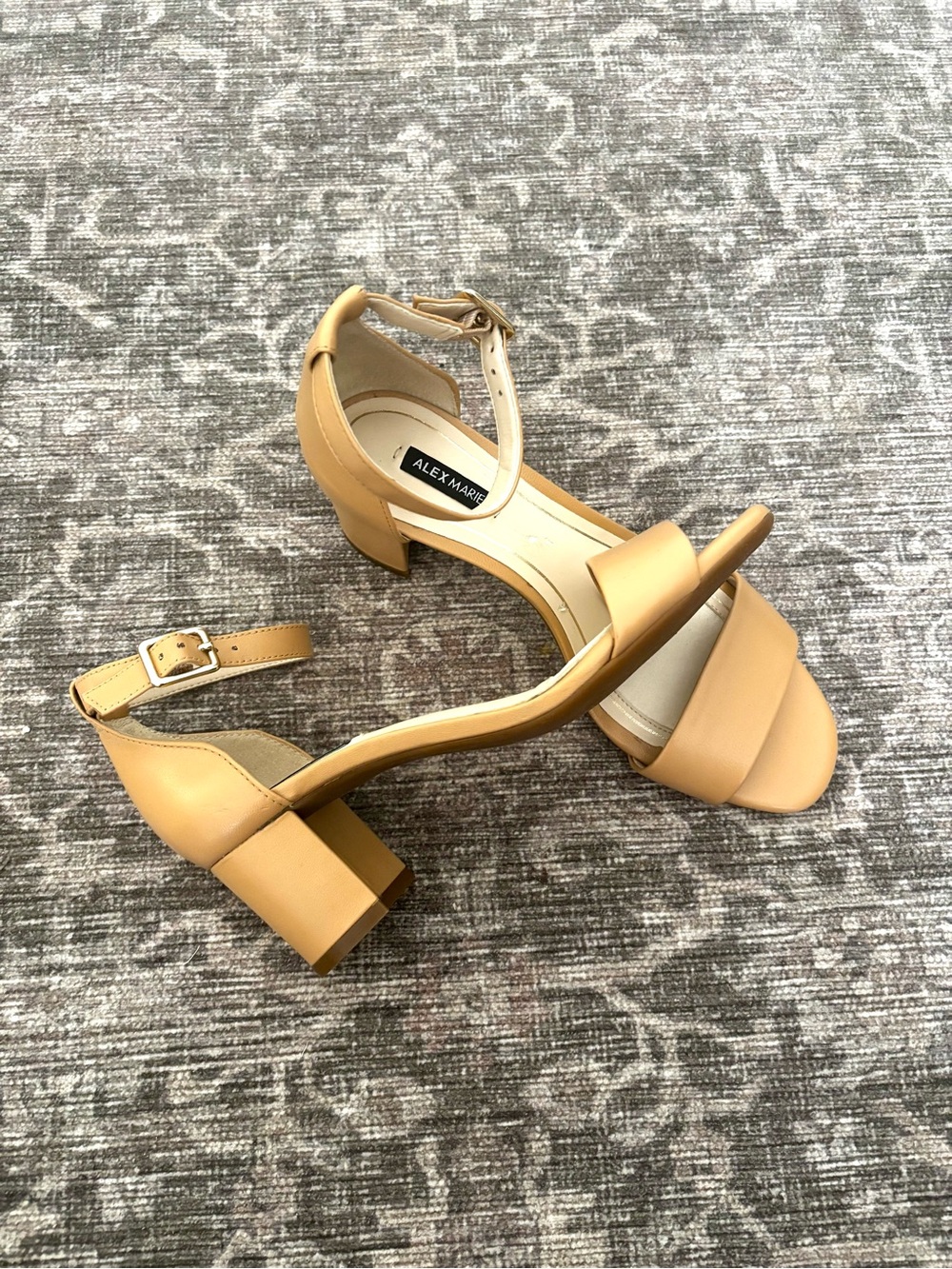 Alex Marie Nude Block Heel Sandals with Ankle Strap 6.5M